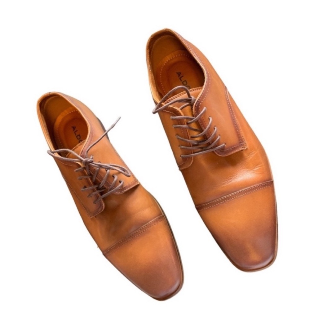 Aldo Men's Brown Leather Dress Shoes - Picture 5 of 7